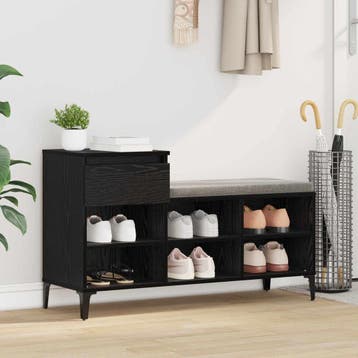 vidaXL Schoenenkast 102 x 36 x 60 cm Bewerkt hout Zwart, Verzenden, Nieuw
