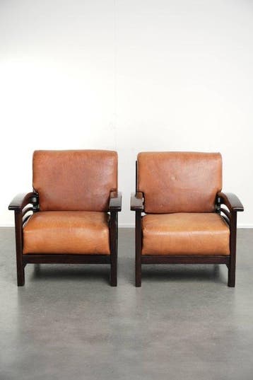 Fauteuil (2) - Rundleer - Ensemble de fauteuils au style Art