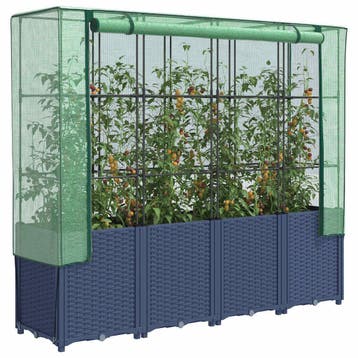 vidaXL Verhoogde plantenbak met kashoes rotanlook 160x40x153, Verzenden