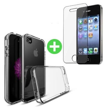 iPhone 4S Transparant TPU Hoesje + Screen Protector Tempered, Verzenden