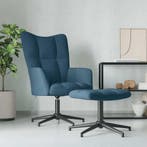 vidaXL Relaxstoel met voetenbank fluweel blauw, Verzenden