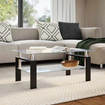 vidaXL Salontafel 95x55x40 cm gehard glas transparant en, Verzenden, Nieuw