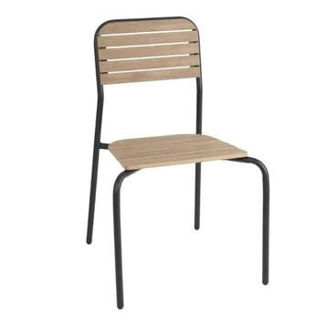 Stoelen | SANTORINI | Hout/Staal | Naturel | Zwart Frame |, Verzenden