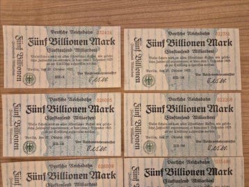 Duitsland. - 6 x 5 Billionen Mark 1923 – Deutsche, Postzegels en Munten