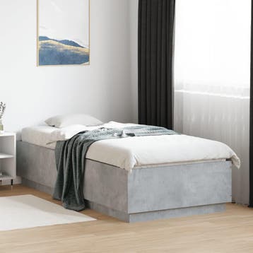 vidaXL Bedframe bewerkt hout betongrijs 90x200 cm, Verzenden, Nieuw