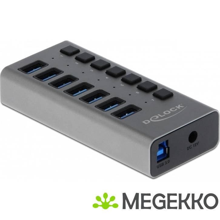Delock 63669 Externe USB 5 Gbps hub met 7 poorten + switch, Computers en Software, USB Sticks, Nieuw, Verzenden