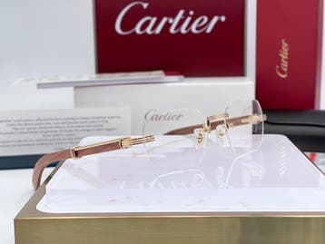 Cartier - C Decor Wood Brown Gold Planted 18k - Lunettes, Nieuw