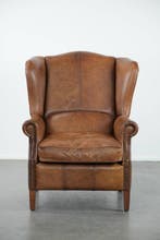 Fauteuil - Vleugelstoel - Kalfsleer - Stijlvolle oorfauteuil