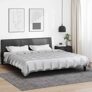 vidaXL Volledig Jaar Dekbed Zilver 220 x 240 cm Satijn en, Verzenden