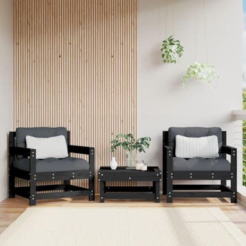 vidaXL Tuinstoelen 2 st massief grenenhout zwart, Verzenden