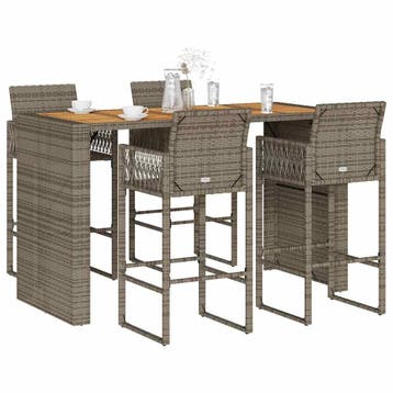 vidaXL 5-delige Tuinbarset zonder kussens poly rattan acacia, Verzenden, Nieuw