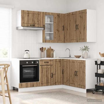 vidaXL Keukenblok LUCCA 8 st Artisanaal eiken Bewerkt hout, Verzenden, Nieuw