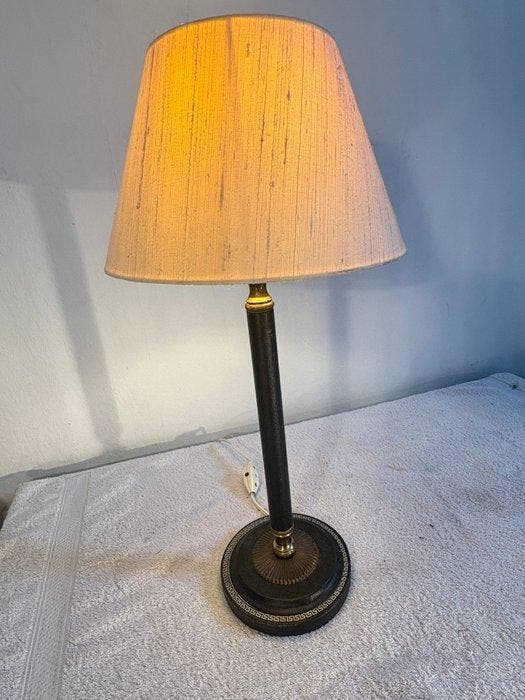 Lampen Yvonne - Lampe de table - Laiton, Métal, Tissu, Antiquités & Art, Curiosités & Brocante