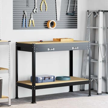 vidaXL Werkbank Zwart 114 x 54 x 91 cm Samengesteld Hout en, Verzenden