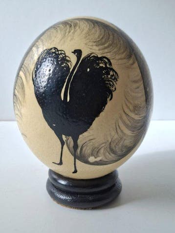 sculptuur, Eggart - 16 cm - Struisvogelei, Antiek en Kunst