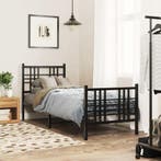 vidaXL Bedframe met hoofd- en voeteneinde metaal zwart, Verzenden