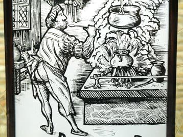 Glas-in-loodraam - Handvervaardigd - Gesigneerd zie foto -