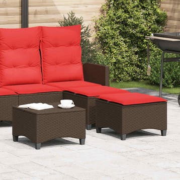 vidaXL Tuinkrukken met kussens 2 st 55x55x36 cm poly rattan, Verzenden, Nieuw