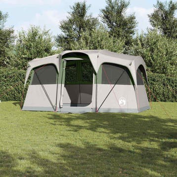 vidaXL Familietent Wit en Groen 435 x 255 x 216 cm Polyester, Verzenden, Nieuw