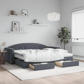 vidaXL Slaapbank onderschuifbed en lades 90x200 cm fluweel, Verzenden, Nieuw