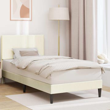 vidaXL Bedframe met hoofdeinde Crèmekleurig 90 x 200 cm, Verzenden, Nieuw