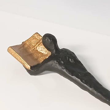 Sculpture, Le lecteur allongé - 21 cm - Métal