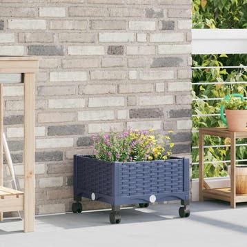 vidaXL Tuin planter met wielen Blauw Grijs 40 x 40 x 33 cm, Verzenden, Nieuw