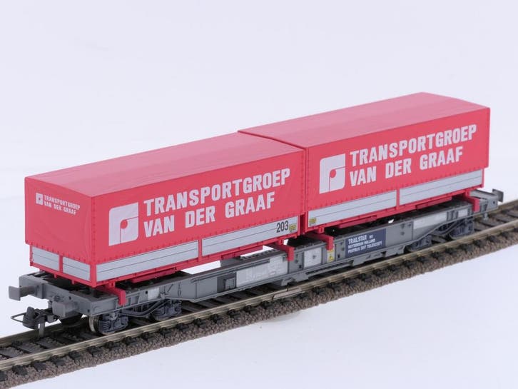 Schaal H0 Roco 46565 Taschenwagen met Transportgroep van..., Hobby & Loisirs créatifs, Trains miniatures | HO, Enlèvement ou Envoi