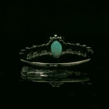 Opaal - Zilver, S925 Zilveren Opaal Ring met Donkere Patina