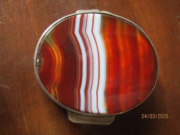 Snuifdoos - .925 zilver - Zilveren tabaksdoos met agaat