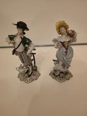 Sitzendorf - Beeld, Paar Sitzendorf Porseleinen Beelden -, Antiek en Kunst
