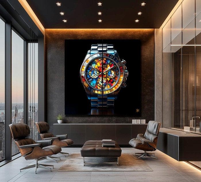 PLM-Art - Dipt Rolex Vitraux Style XXL, Antiquités & Art, Art | Objets design