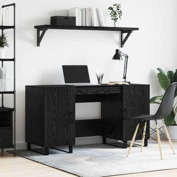 vidaXL Bureau Zwart eiken Bewerkt hout 140 x 50 x 75 cm, Verzenden, Nieuw