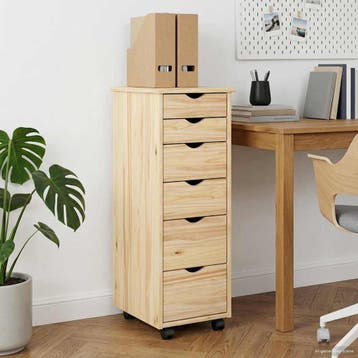 vidaXL Rollende kast 34 x 39 x 93,5 cm Massief vurenhout, Verzenden, Nieuw