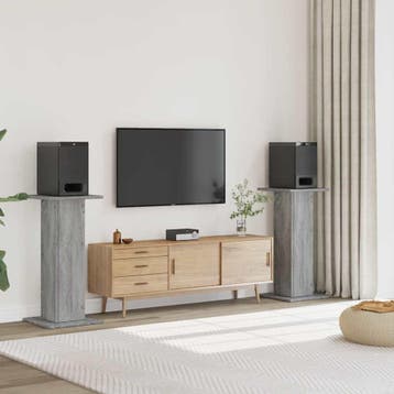 vidaXL Speakerstandaards 2 st 30x30x95 cm bewerkt hout grijs, Verzenden