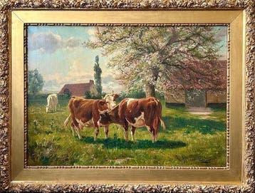 Joseph Faverot (1862-1918) - Koeien rond het erf