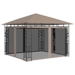 vidaXL Prieel met klamboe 3x3x2,73 m 180 g/m² taupe, Tuin en Terras, Verzenden, Nieuw
