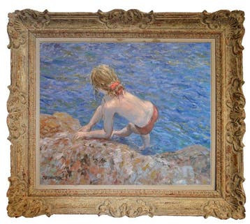 Chris van Dijk (1952) Impressionist -  Une fille saccroche