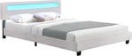 2dekans | Gestoffeerd Bed Paris - 180 x 200 cm - Wit - LED, Ophalen of Verzenden