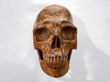 Sterburst Jaspis “Museumkwaliteit” Gesneden schedel - jasper, Antiek en Kunst