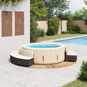 vidaXL Hottub-ombouw poly rattan en massief acaciahout zwart, Verzenden