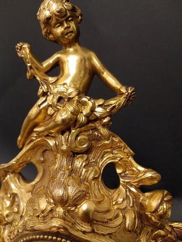 Horloge de console Style Louis XV - Bronze doré - 1930-1940, Antiek en Kunst