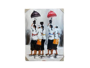 Veiling - Schilderij Indonesische vrouwen, Huis en Inrichting, Nieuw