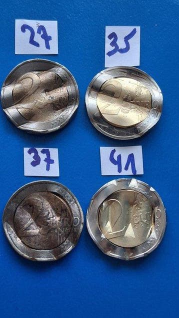 Europa. 2 Euro 2000/2014 (4 coins with cancellation marks)