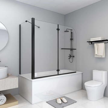 vidaXL Douche klapwand 120x68x130 cm ESG zwart, Verzenden, Nieuw