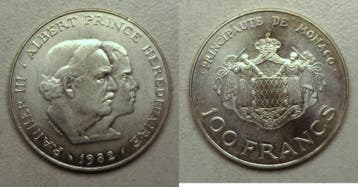 Monaco 100 Francs 1982 Rainier Iii en Erbprinz Albert, Verzenden