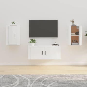 vidaXL Tv-wandmeubels 2 st 40x34,5x60 cm hoogglans wit, Huis en Inrichting, Verzenden, Nieuw