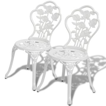 vidaXL Bistrostoelen 2 st gietaluminium wit, Tuin en Terras, Verzenden, Nieuw