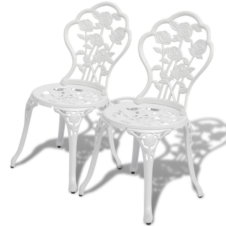 vidaXL Bistrostoelen 2 st gietaluminium wit, Tuin en Terras, Tuinstoelen, Nieuw, Verzenden