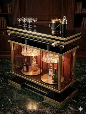 Bar - Metaal, Glas, Hout, Messing, Nieuw